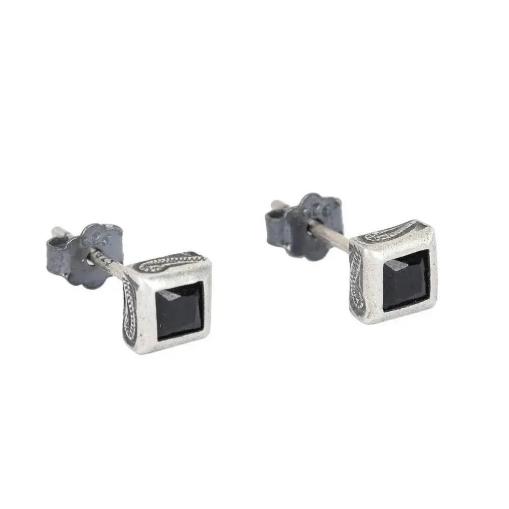 Vintage Square Black Zircon Stud Earrings (1pairs） Size ONE SIZE - 2 Thumbnail