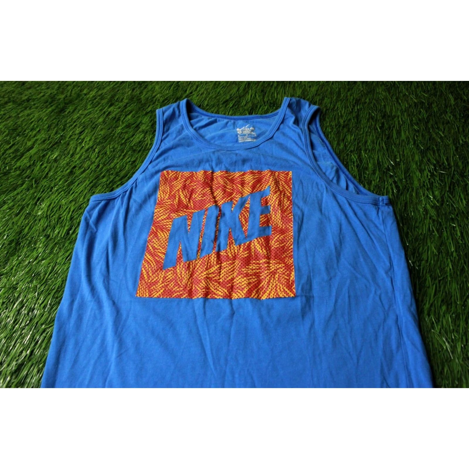 Nike NIKE T-Shirt Men Casual Sleeveless Vest 2016 Blue M Medium Slim Solid Logo 100% Cotton jersey Vintage No Size US M / EU 48-50 / 2 - 2 Thumbnail