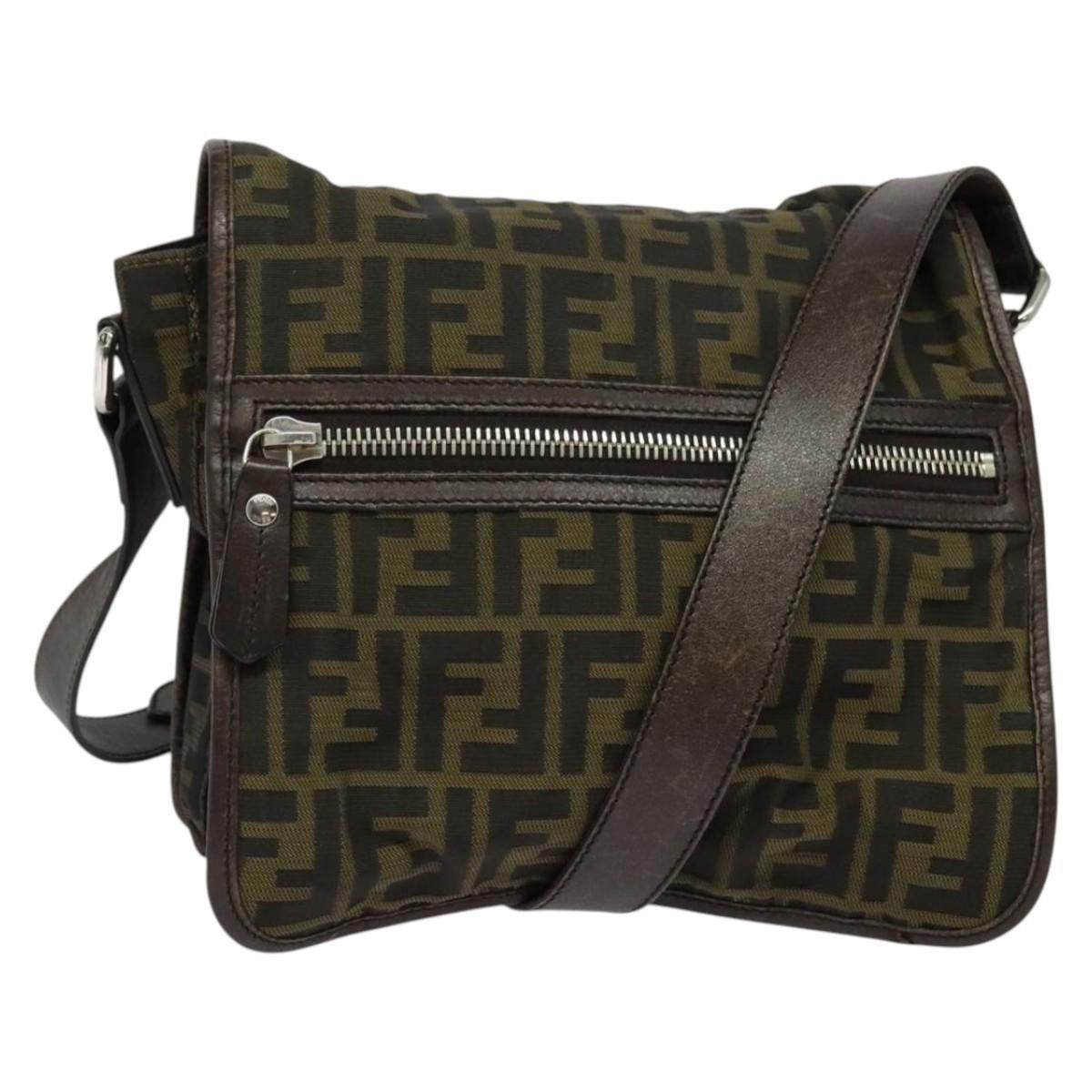 Fendi FENDI Zucca Canvas Shoulder Bag Black Brown Size ONE SIZE - 1 Thumbnail