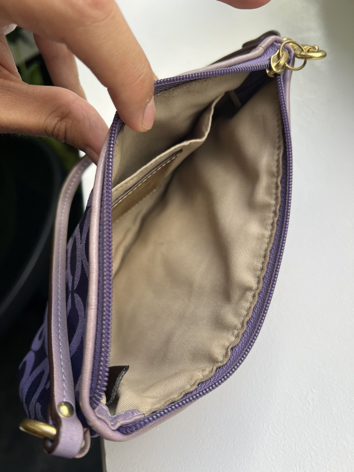 Coach × Vintage Coach Signature Y2K Purple Jacquard Wristlet Purse Size ONE SIZE - 18 Thumbnail