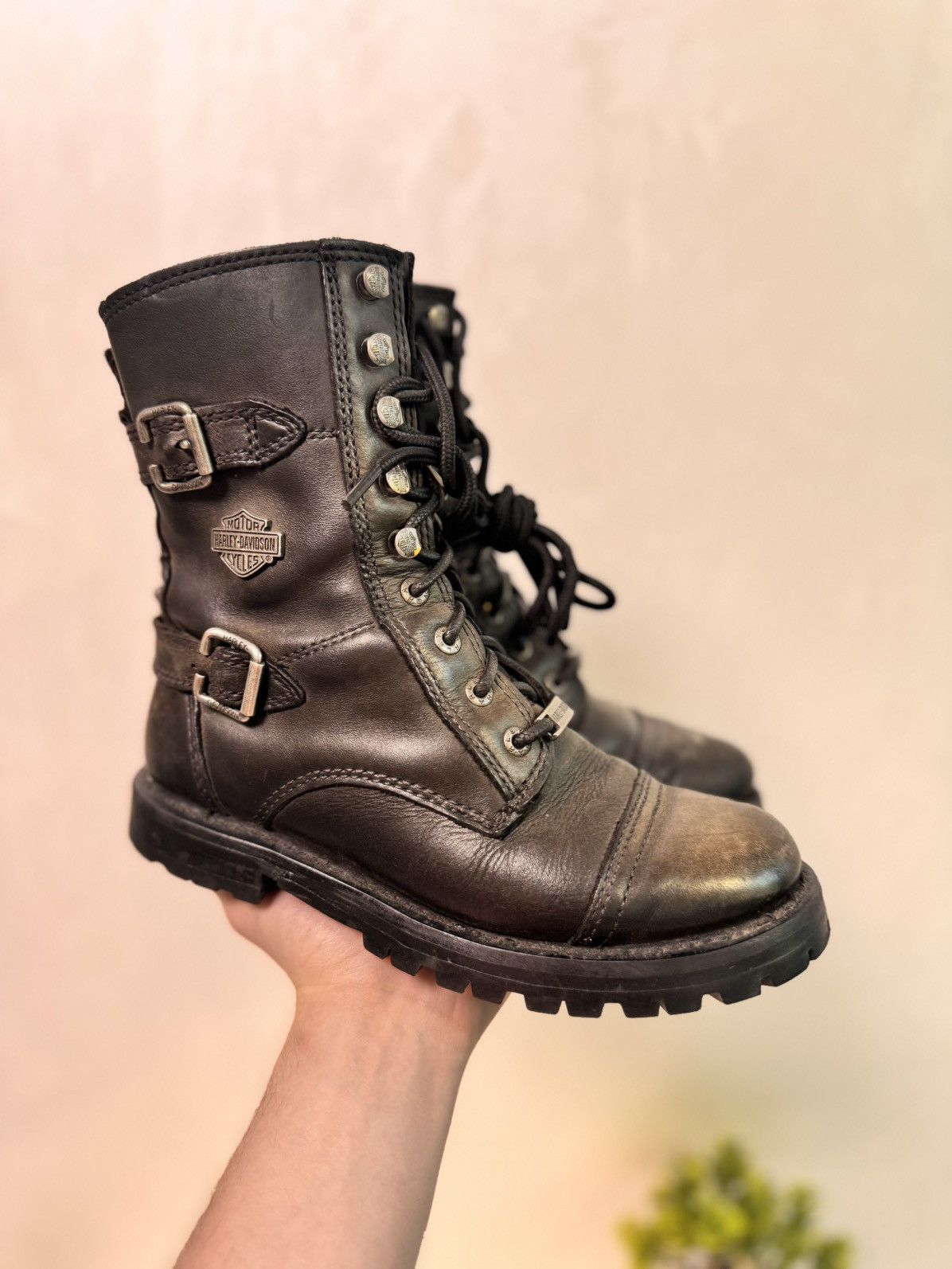 Vintage × Western Rise 90s Vintage Leather Cowboy Boots HARLEY DAVIDSON USA Size US 7 / IT 37 - 7 Thumbnail