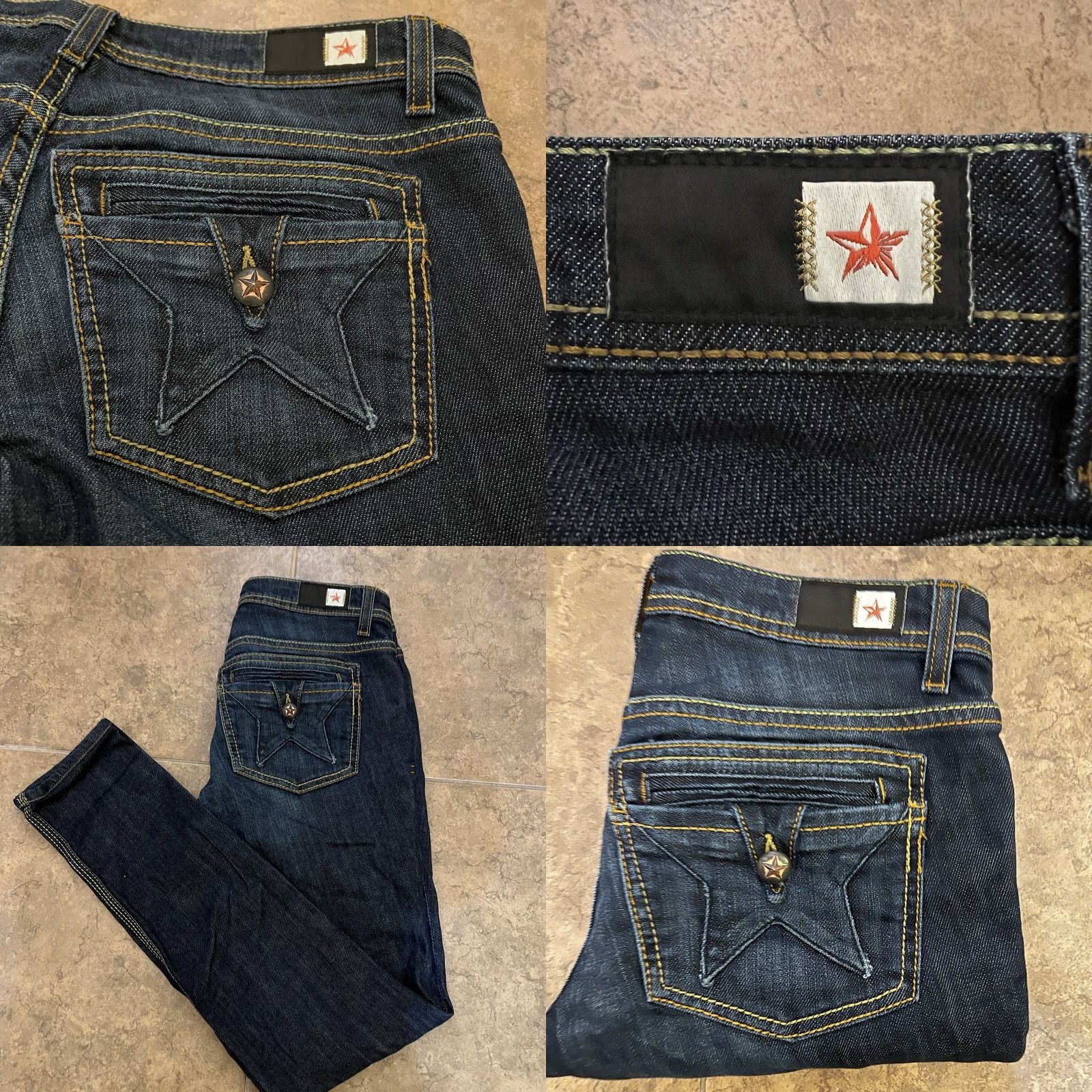 Vintage PEOPLE'S LIBERATION Jeans Bootcut Womens Size 26 Star Pockets Denim Blue 5-Pocket Design Distressed Bootcut Stars Modern Jeans Women’s Size 26" / US 2 / IT 38 - 10 Thumbnail