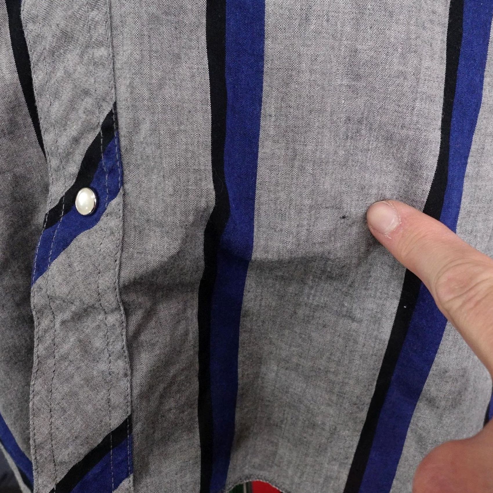 Wrangler Wrangler Shirt Mens L Gray Striped Long Sleeve Button-Up Western Pearl Snap Size US L / EU 52-54 / 3 - 3 Thumbnail
