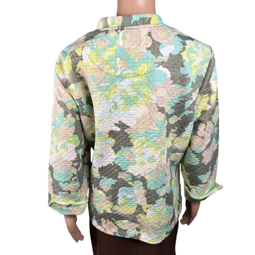 Isaac Mizrahi Isaac Mizrahi Live! Watercolor Floral Print Knit Jacket A30 Size XL / US 12-14 / IT 48-50 - 4 Thumbnail