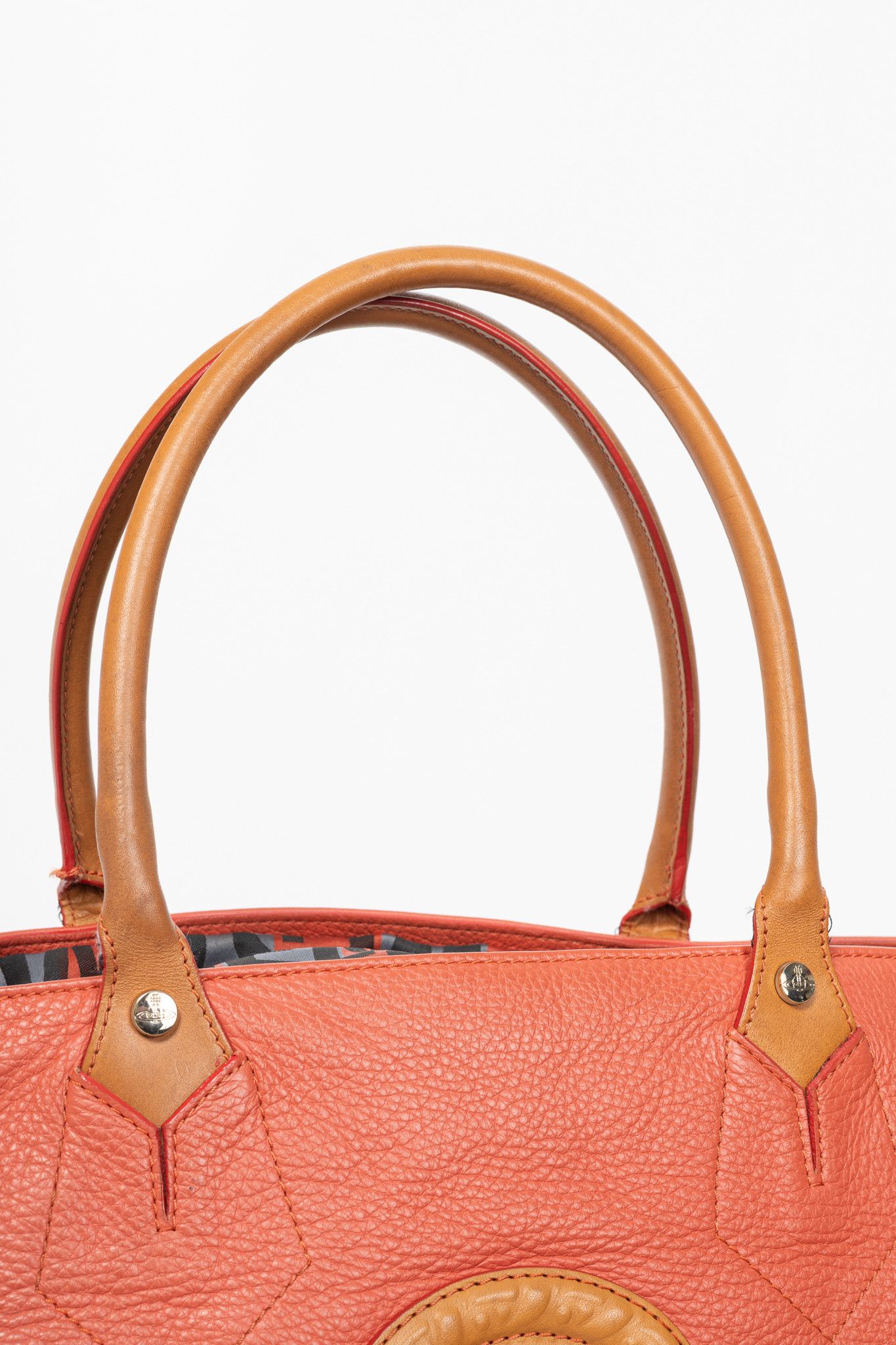 Vivienne Westwood Vivienne Westwood Cameo Orange Embossed-Logo Leather Tote Size ONE SIZE - 6 Thumbnail