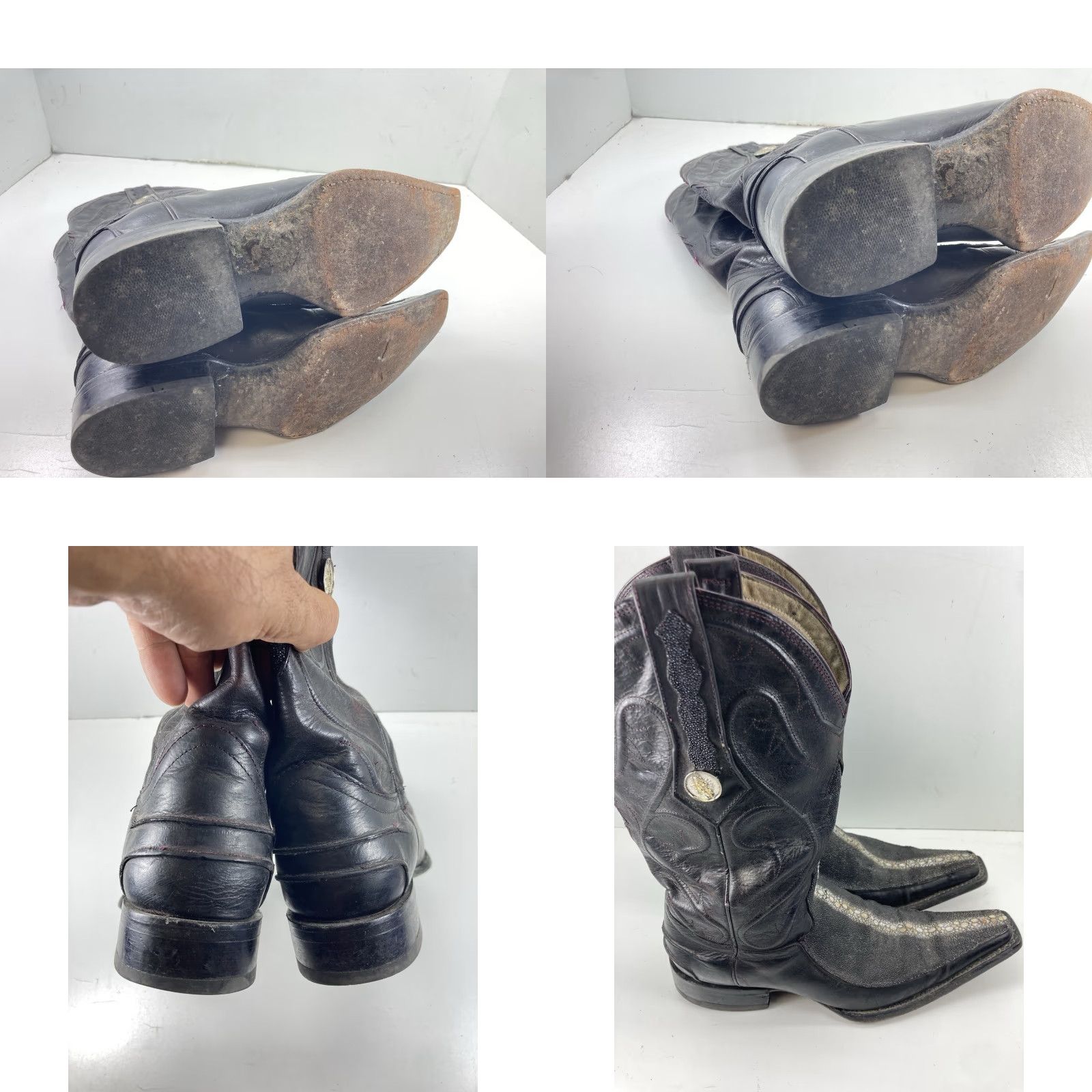 Vintage El General Stingray Boots Men Size 6.5 Black Exotic Leather Mexico Western VTG Size US 7 / EU 40 - 9 Thumbnail
