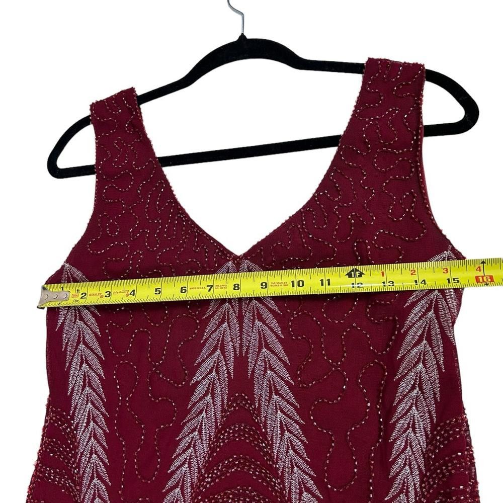 Designer Maroon Beaded Sequined Embroidered Flapper Dress Medium Size M / US 6-8 / IT 42-44 - 4 Thumbnail