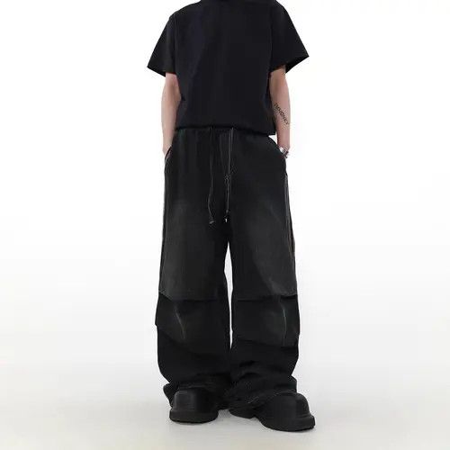 Japanese Brand Vintage washed black baggy wide leg jeans Size US 32 / EU 48 - 1 Thumbnail