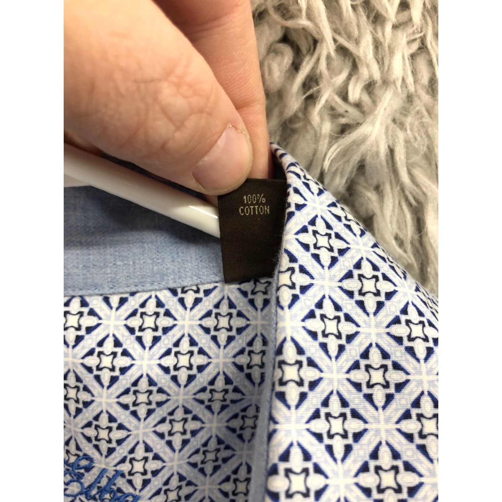 Tasso Elba Tasso Elba Shirt Mens Blue Paisley Short Sleeve Button-Up Size US M / EU 48-50 / 2 - 6 Thumbnail