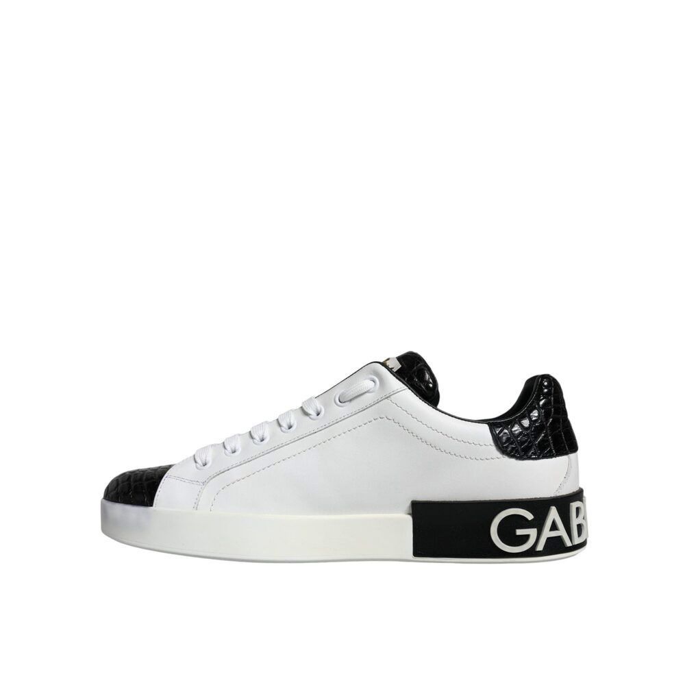 Dolce & Gabbana Dolce & Gabbana Black Leather Logo Portofino Sneaker Shoes Size US 8 / EU 41 - 5 Thumbnail