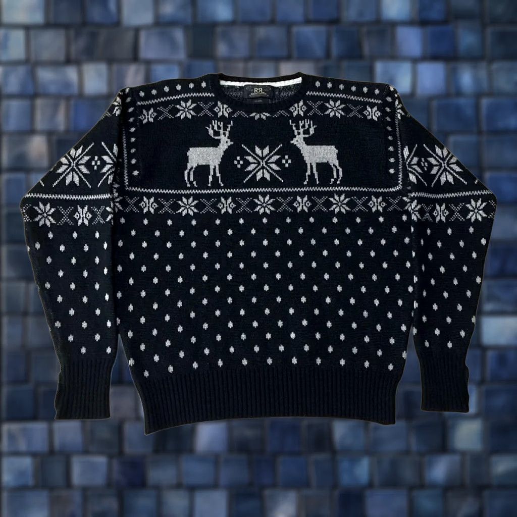 Ralph Lauren RRL RALPH LAUREN Knit Early Three-Star Tag All-over Snow Pattern L men's USED Size US L / EU 52-54 / 3 - 1 Thumbnail