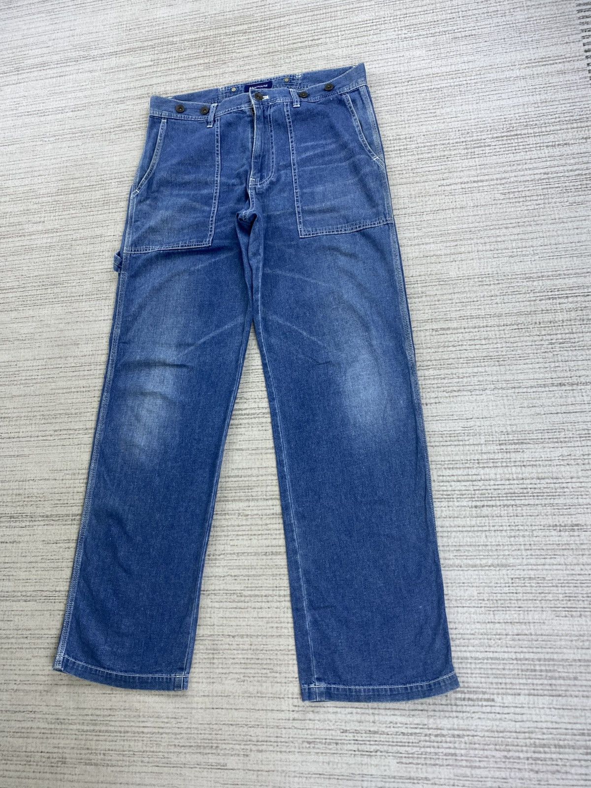 ABAHOUSE × Japanese Brand × Vintage Vintage Abahouse Carpenter Buckle Back Denim Pants Size US 34 / EU 50 - 4 Thumbnail