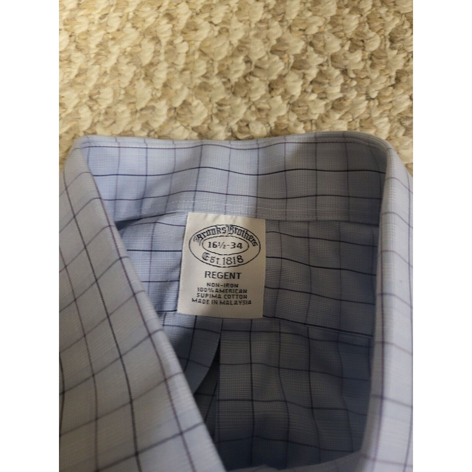 Brooks Brothers Brooks Brothers 16 1/2 34 Mens Dress Shirt Blue Check Size US L / EU 52-54 / 3 - 4 Thumbnail