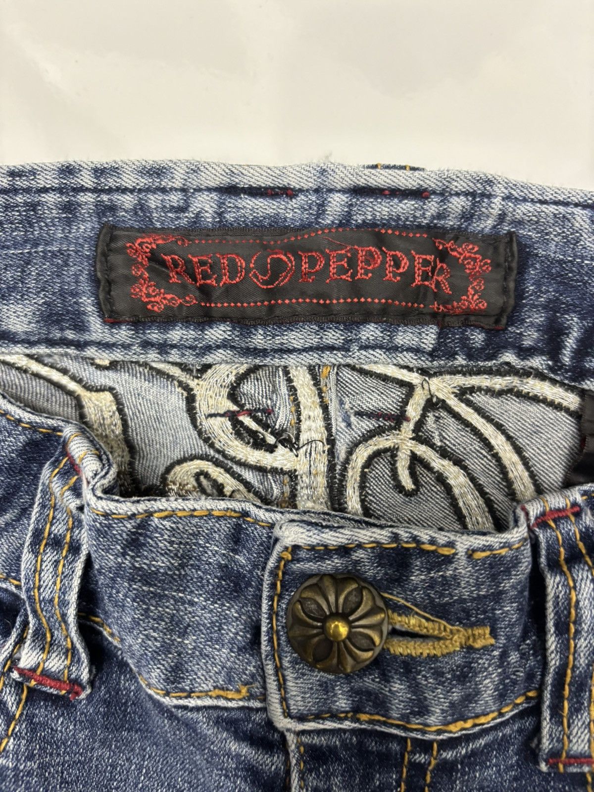 If Six Was Nine ☠️Red Pepper Skull Embroidery Skinny Jeans Size 26" / US 2 / IT 38 - 10 Thumbnail