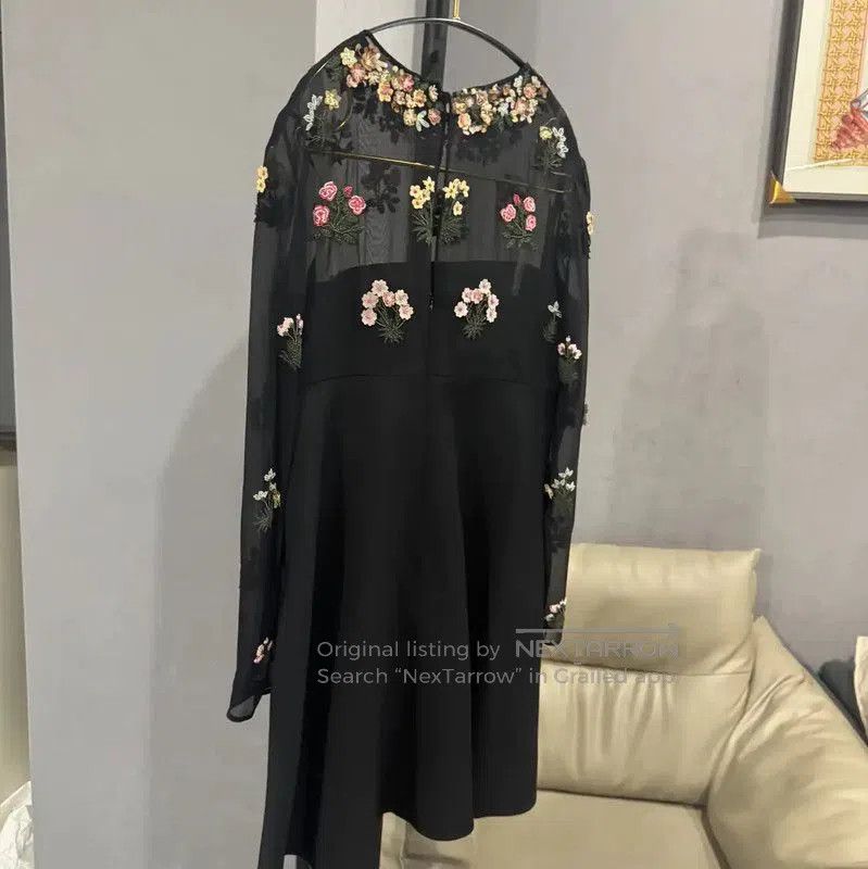 Valentino Valentino Black Cotton Blend Embroidered Dress . Size L / US 10 / IT 46 - 2 Thumbnail