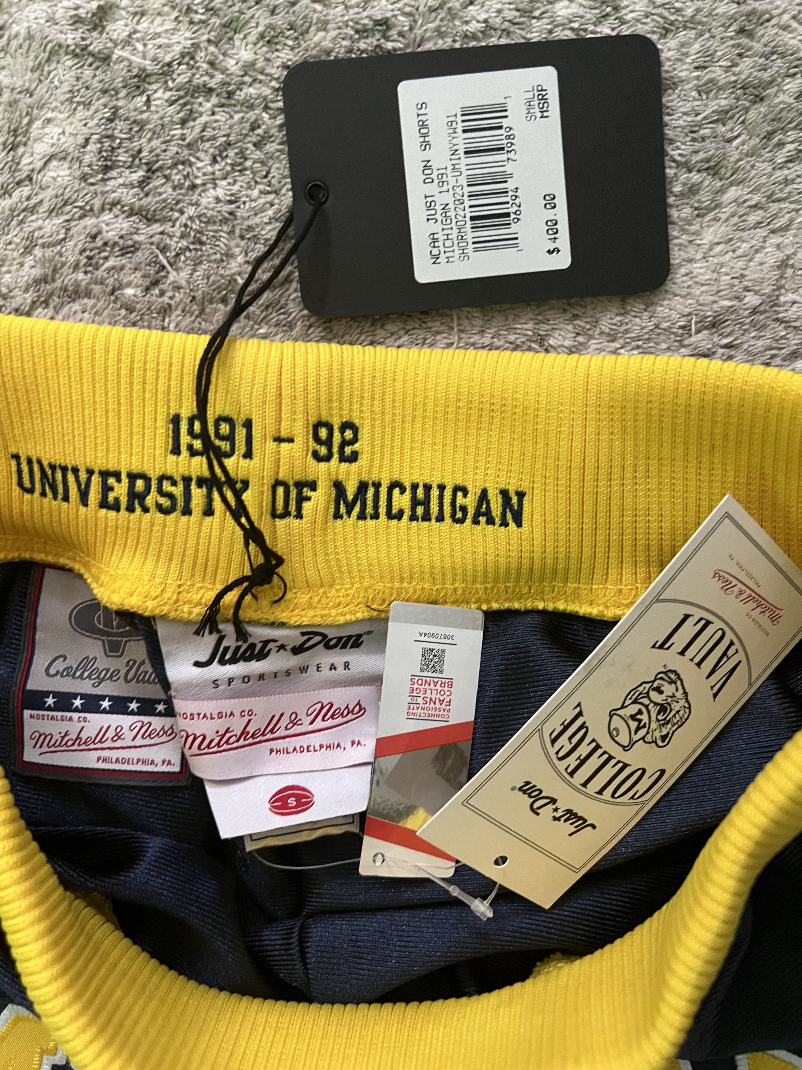 Just Don × Mitchell & Ness Michigan Wolverines 1991 NCAA Shorts Just Don New w/ Tags Size US 30 / EU 46 - 10 Thumbnail