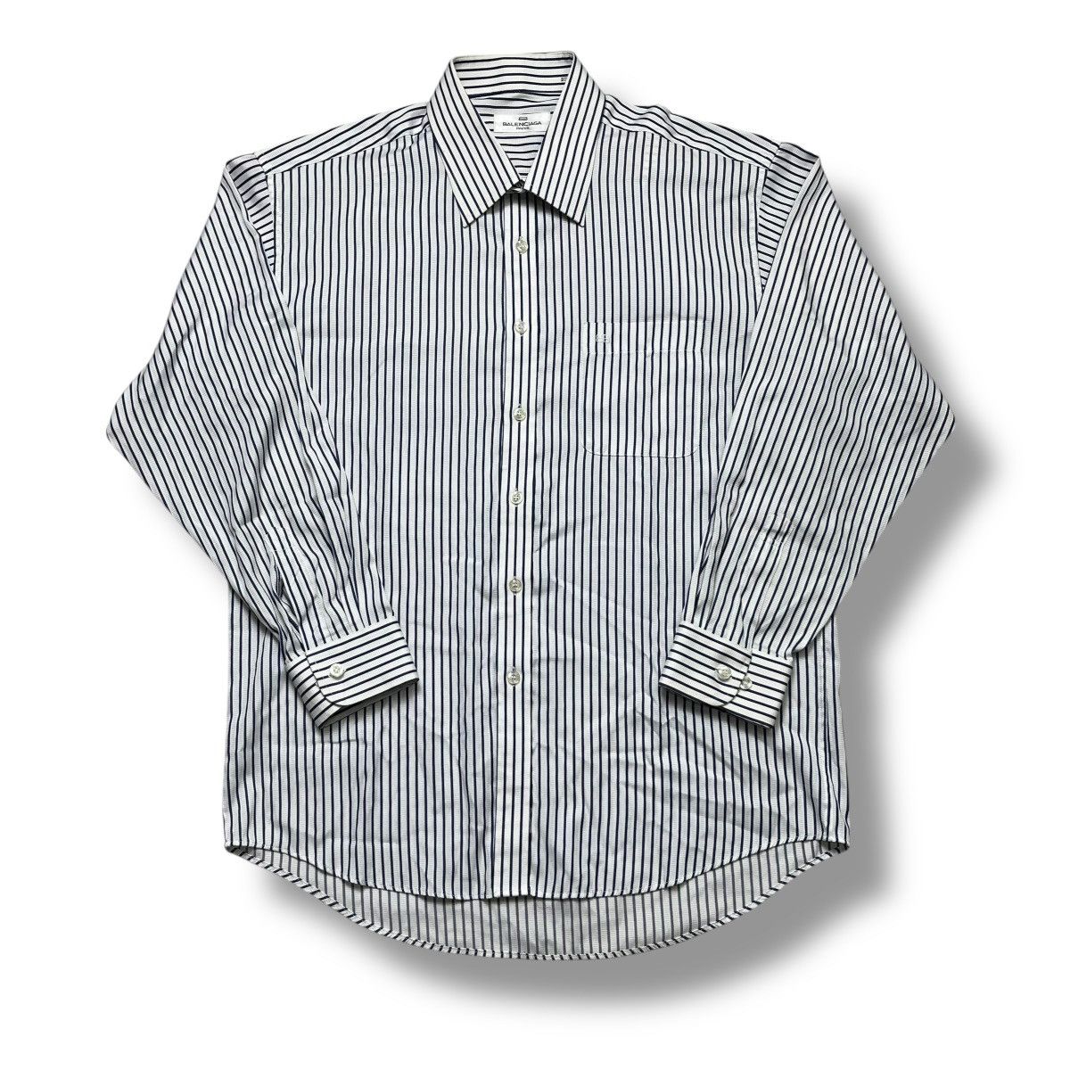 Balenciaga Vintage Balenciaga Paris striped Long Sleeve Button shirt Size US L / EU 52-54 / 3 - 1 Thumbnail