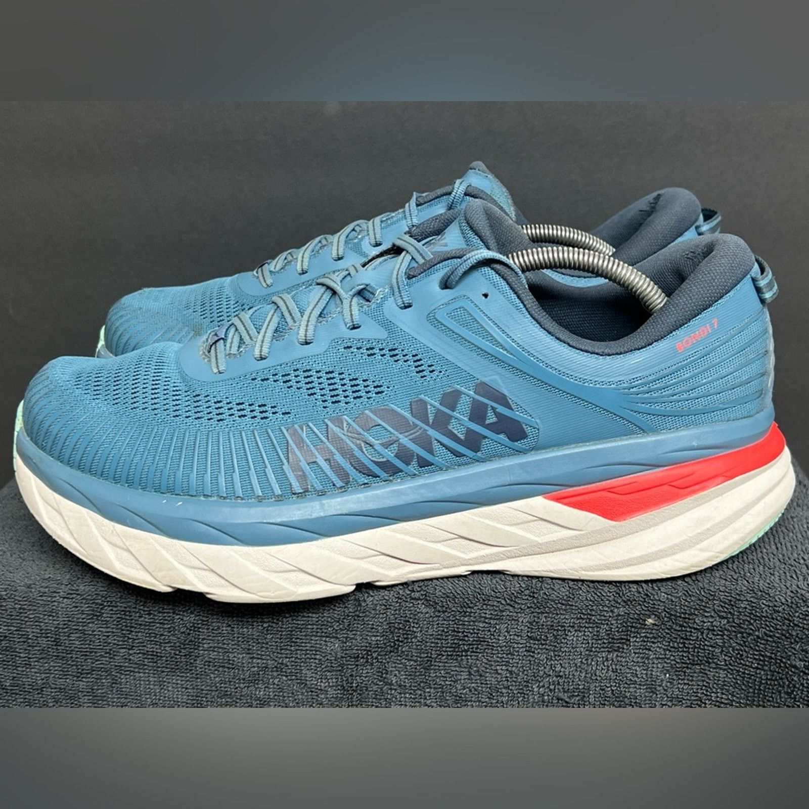 Hoka One One Bondi 7 Men's Size 12.5 2E Wide Running Shoes in Blue