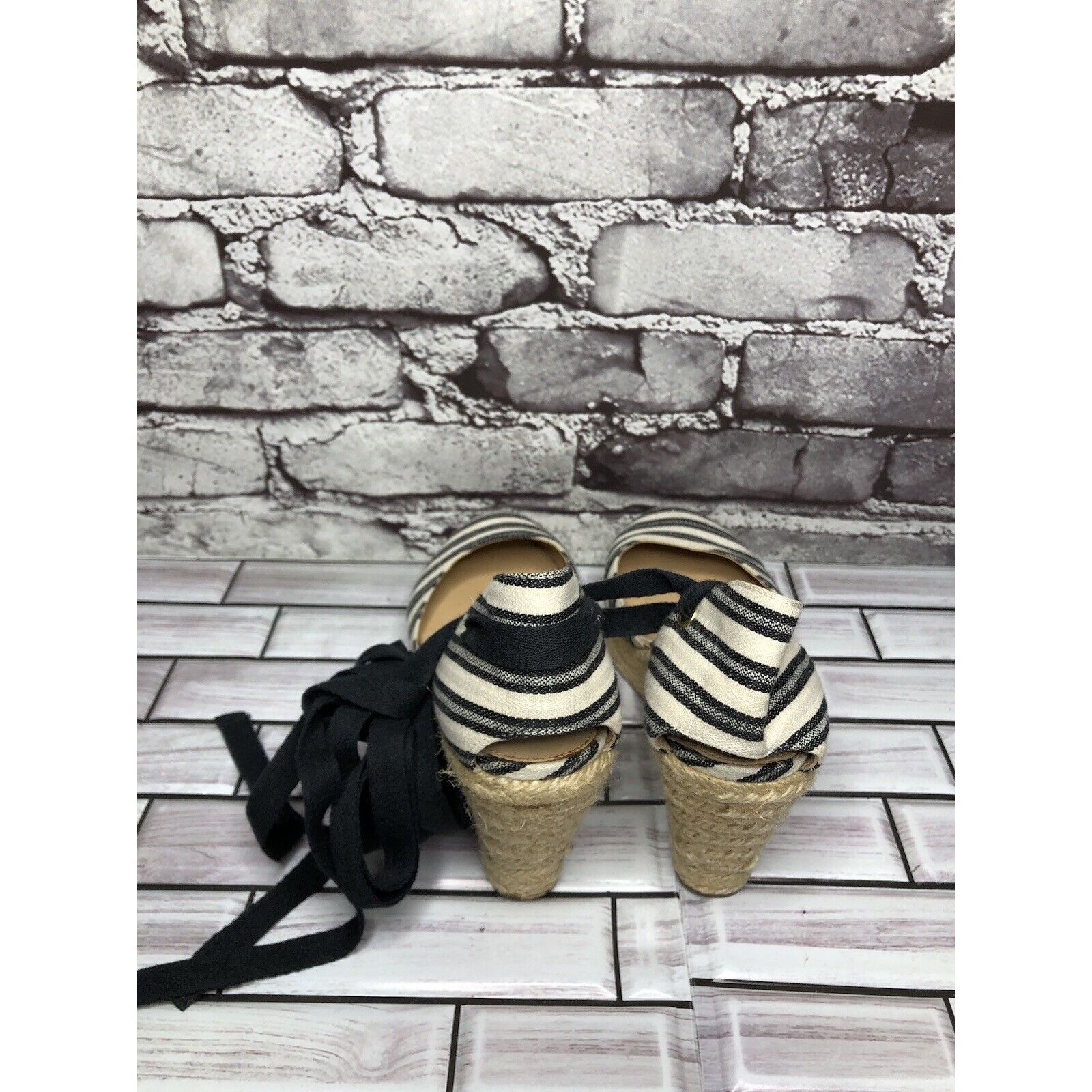 J.Crew J.CREW Eloise Blue Striped Fabric Espadrilles Wedge Ankle Wr Size US 7.5 / IT 37.5 - 14 Thumbnail