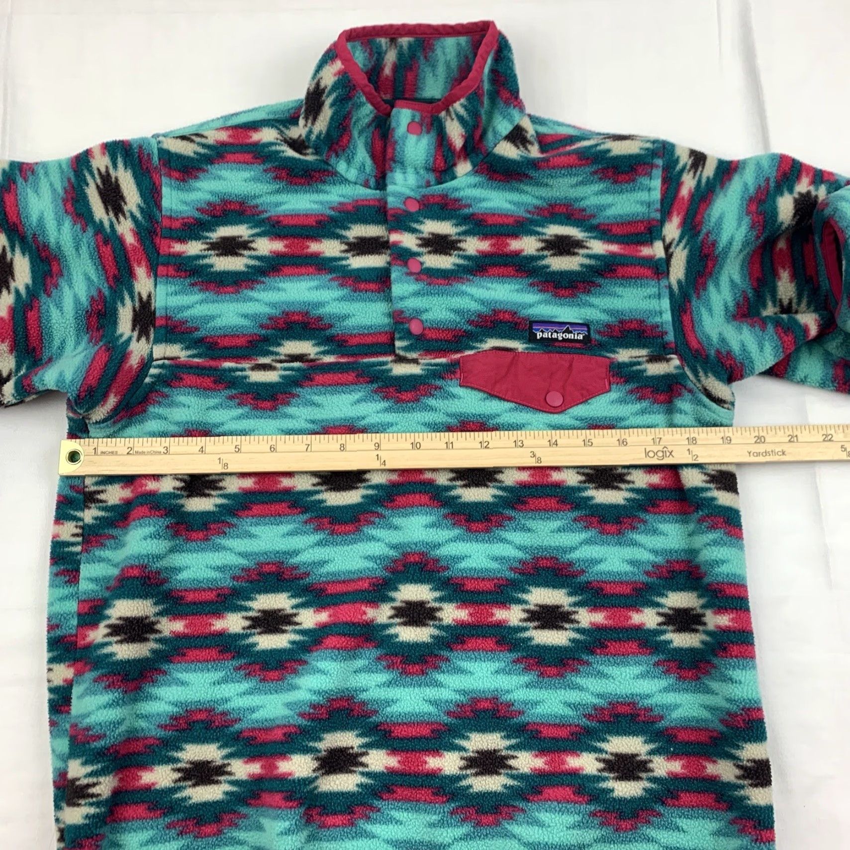 Patagonia Patagonia Synchilla Womens Medium Blue T Snap Fleece Jacket Pullover Geometric Geometric Aztec 90s Southwestern Whimsical? Size M / US 6-8 / IT 42-44 - 7 Thumbnail
