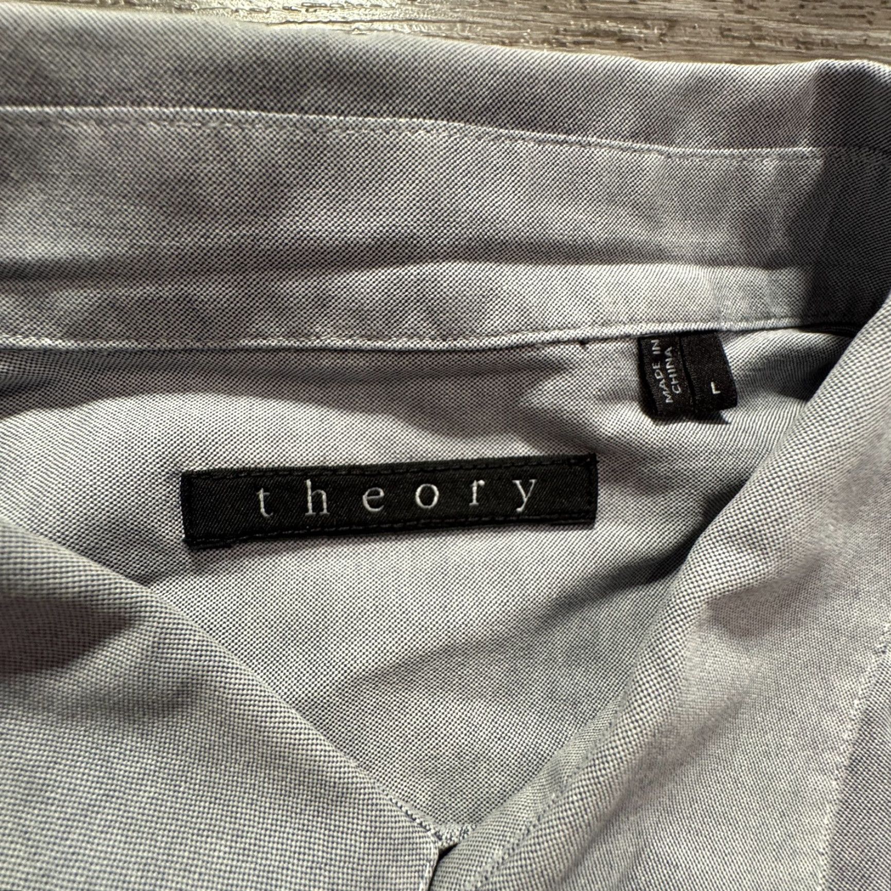 Theory Theory Shirt Mens Large Gray Long Sleeve Button-Down Cotton Dress Shirt Preppy Casual Size US L / EU 52-54 / 3 - 4 Thumbnail