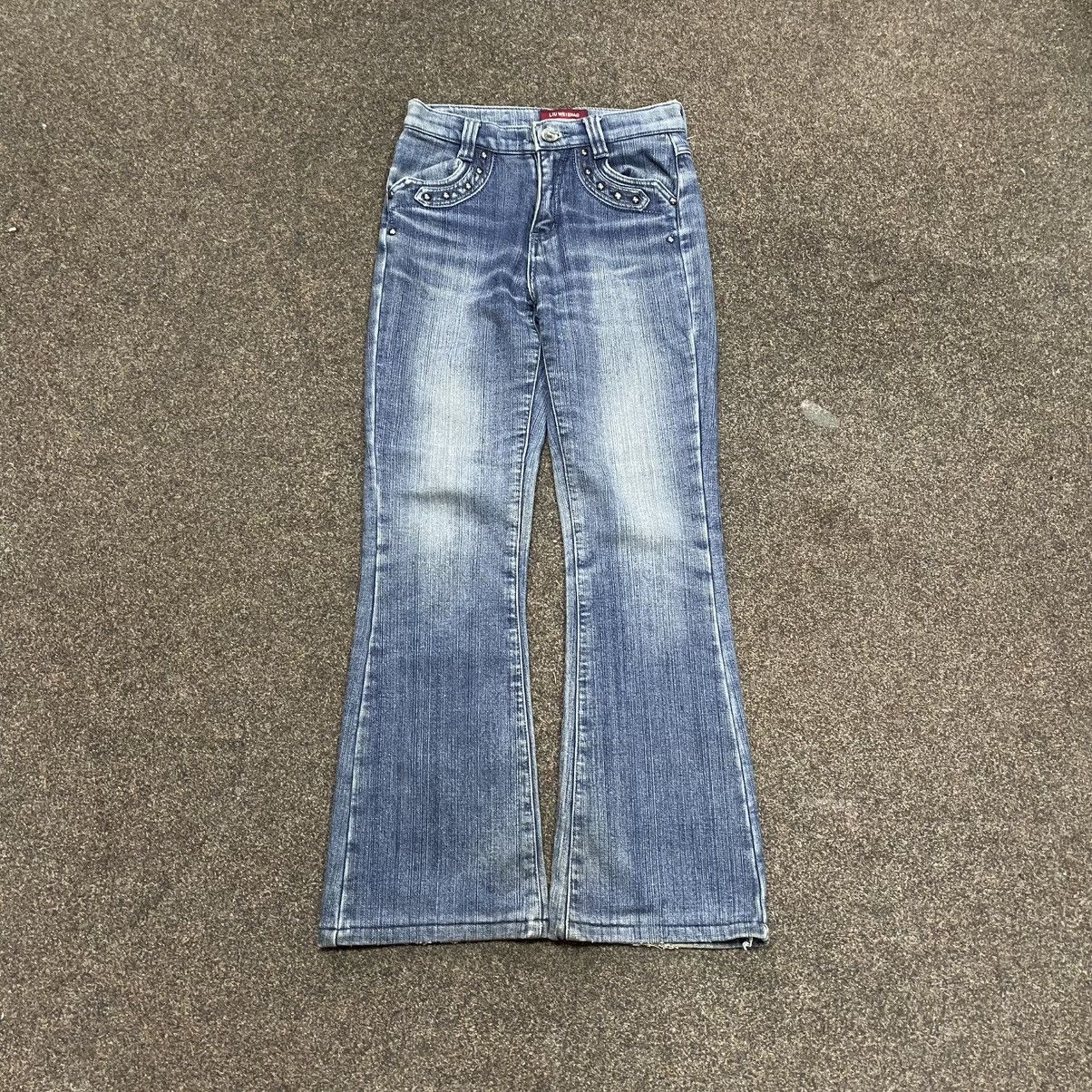 Vintage Vintage Y2K Bootcut Flared Jeans Thrashed Fade Skater Baggy Size 34" / US 12 / IT 48 - 1 Thumbnail