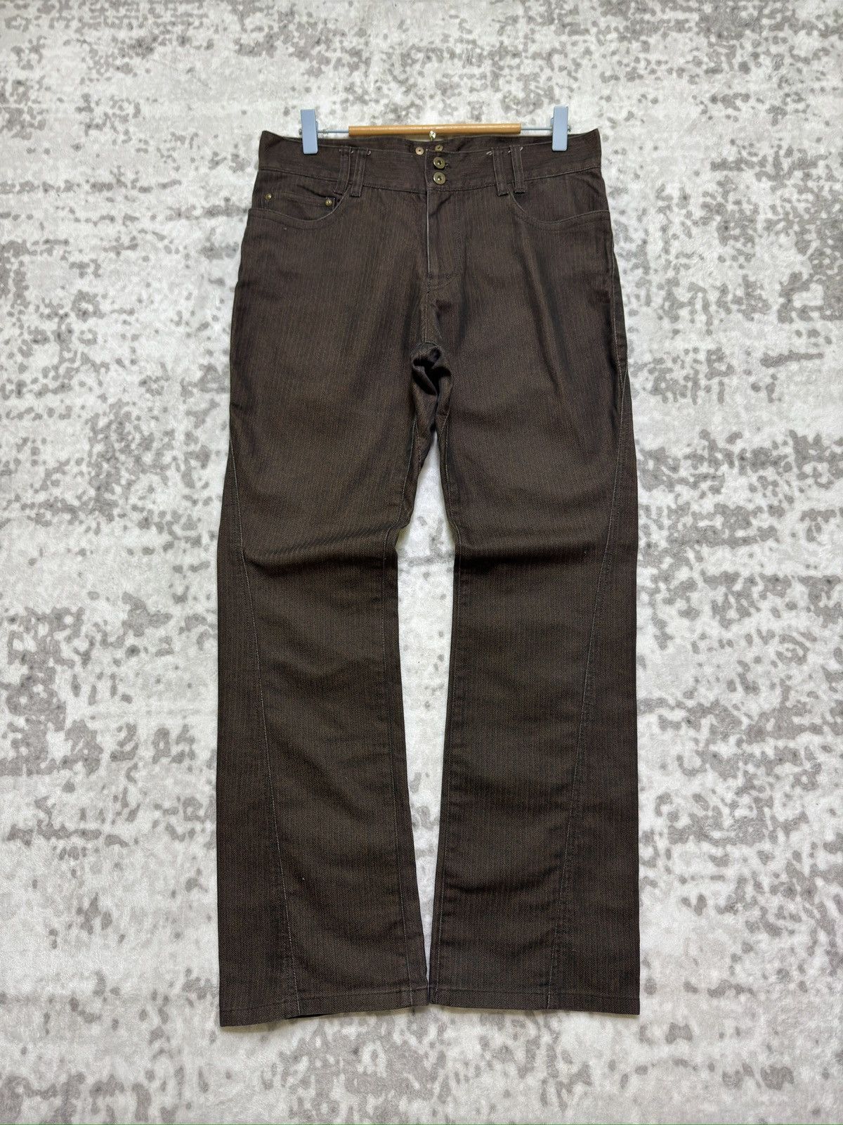 Y2K OFUON Twisted Leg Reconstructed Stripe Flare Pants