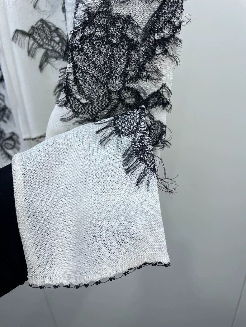Dior Dior Dior Black and White Rose Lace Knit Sweater-2507 Size M / US 6-8 / IT 42-44 - 5 Thumbnail