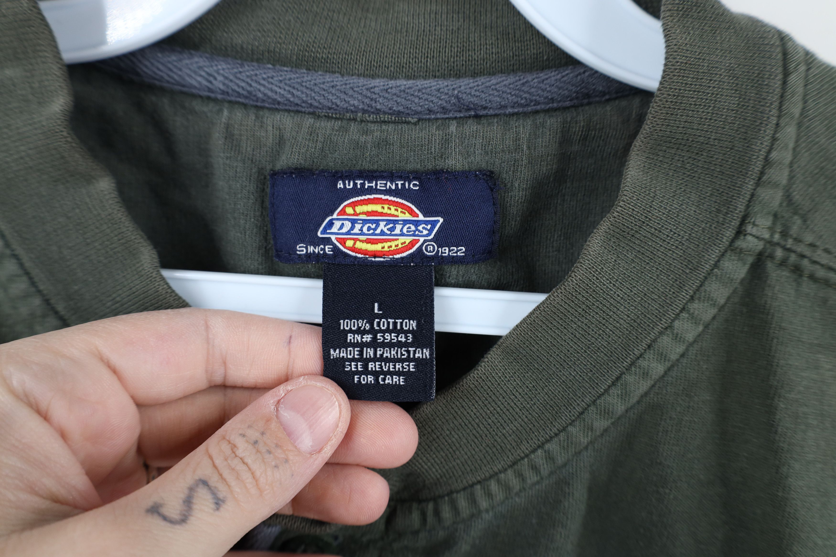 Dickies × Vintage Vintage Dickies Spell Out Short Sleeve Henley T-Shirt Green Size US L / EU 52-54 / 3 - 8 Thumbnail