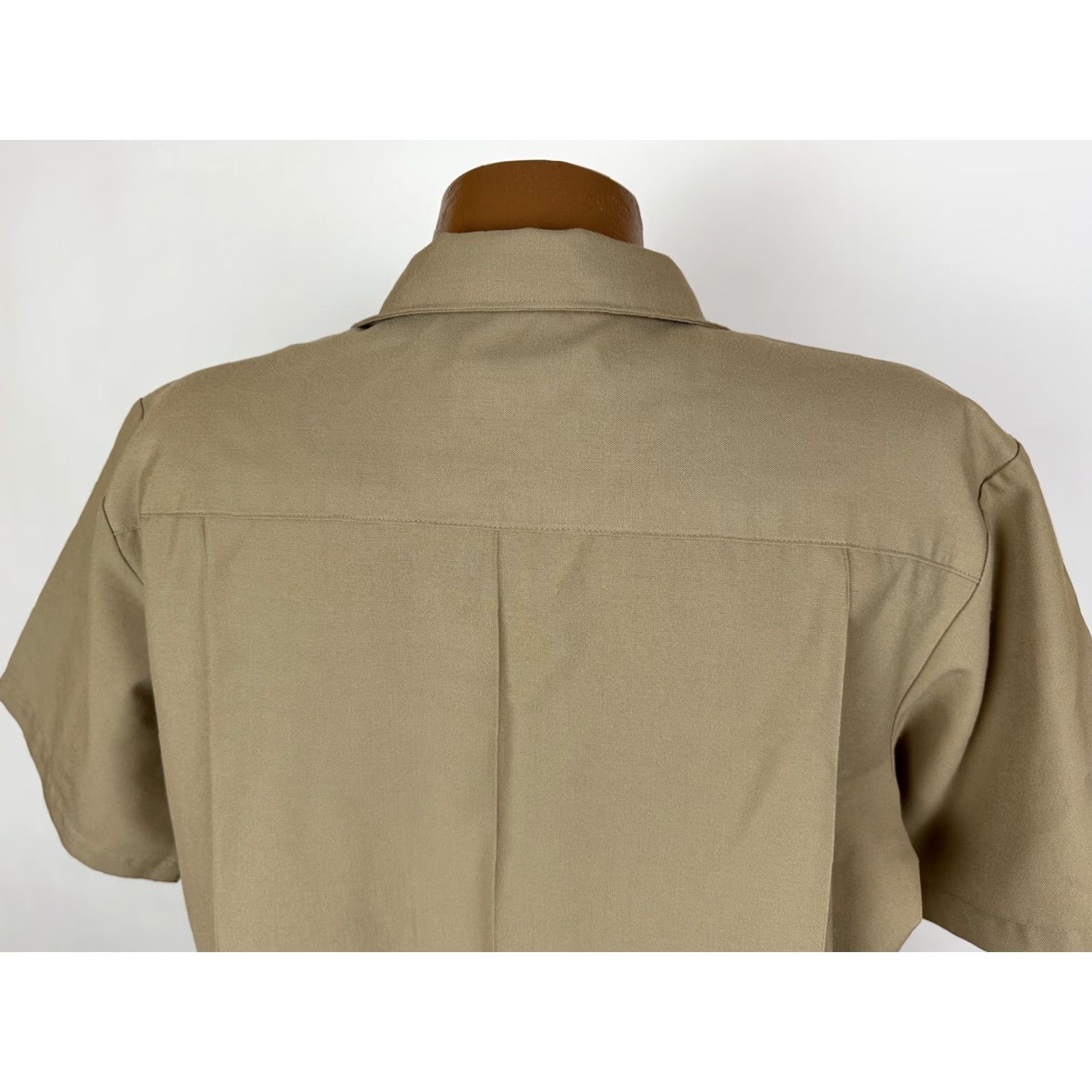 Vintage US Navy Flying Cross Shirt Men Large Khaki Wool Blend Short Sleeve Union Made Size US L / EU 52-54 / 3 - 7 Thumbnail