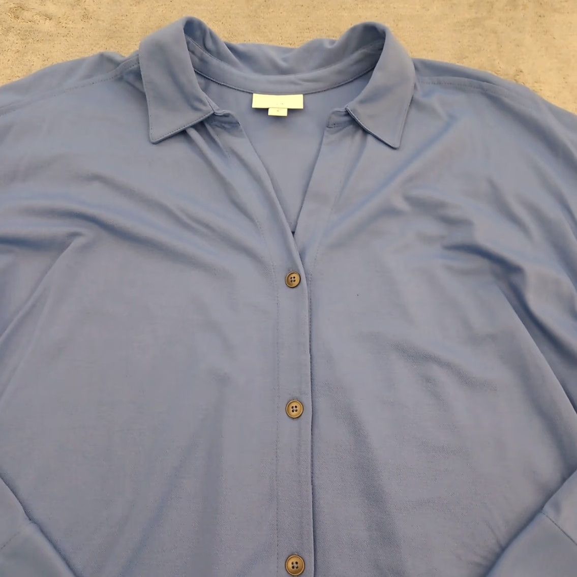 J. Jill J.Jill Shirt Womens Medium Blue Roll Tab Long Sleeve Oversized Button Up Shirt Size M / US 6-8 / IT 42-44 - 2 Thumbnail