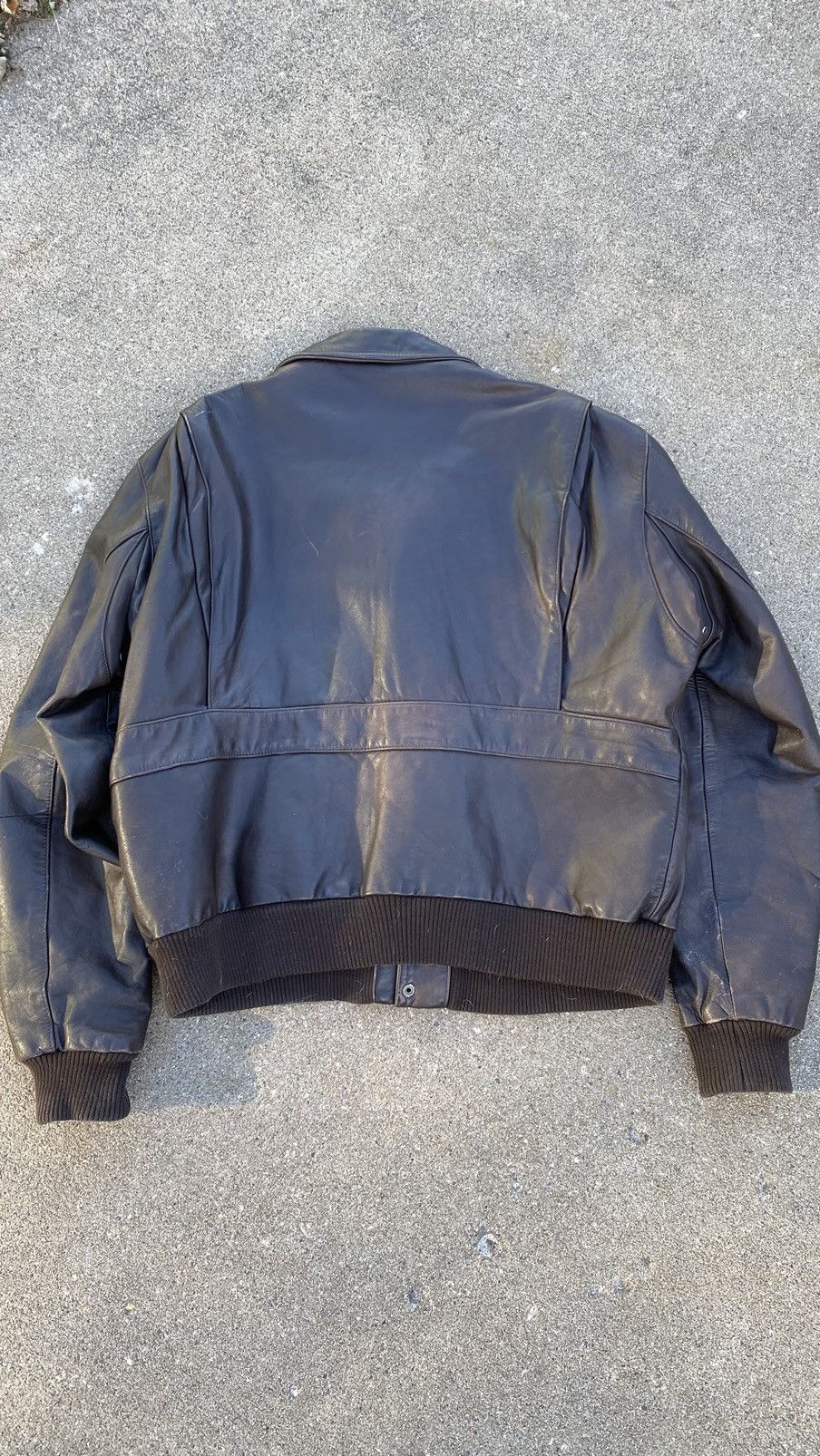 Vintage Brown bomber style flight aviator jacket Size US L / EU 52-54 / 3 - 3 Thumbnail