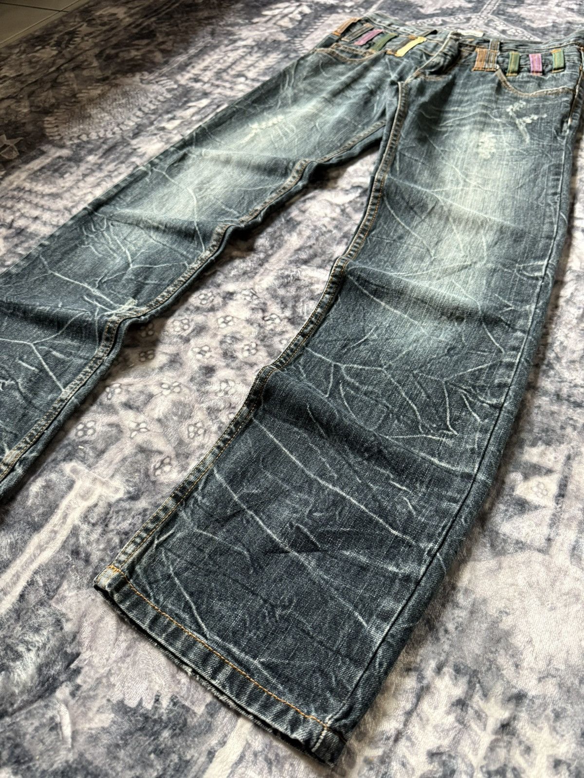 Japanese Brand × LOWBOX × Tete Homme Nylaus Japan Cut And Sew Double Waist Shadow Wash Jeans Size US 30 / EU 46 - 4 Thumbnail