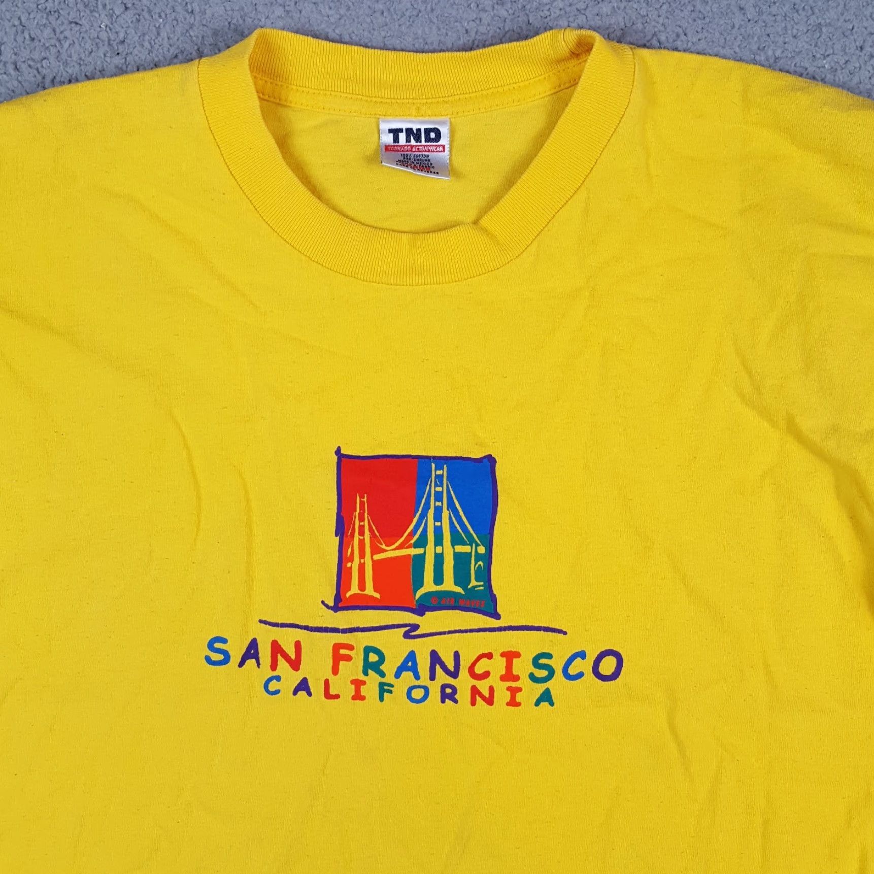 Rainbow VINTAGE San Francisco California Rainbow Men's M Yellow Hipster T Shirt 90s Size US M / EU 48-50 / 2 - 2 Thumbnail