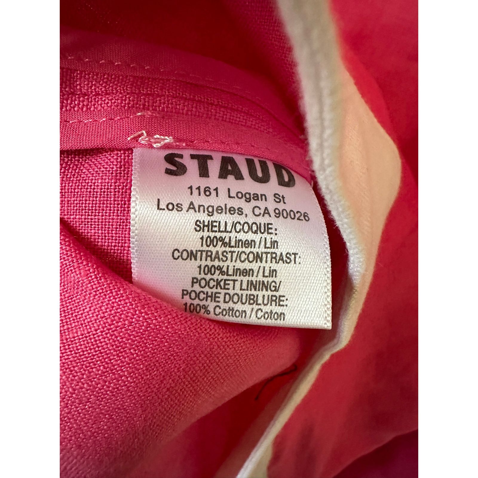 Authentic Staud pink renata linen dress