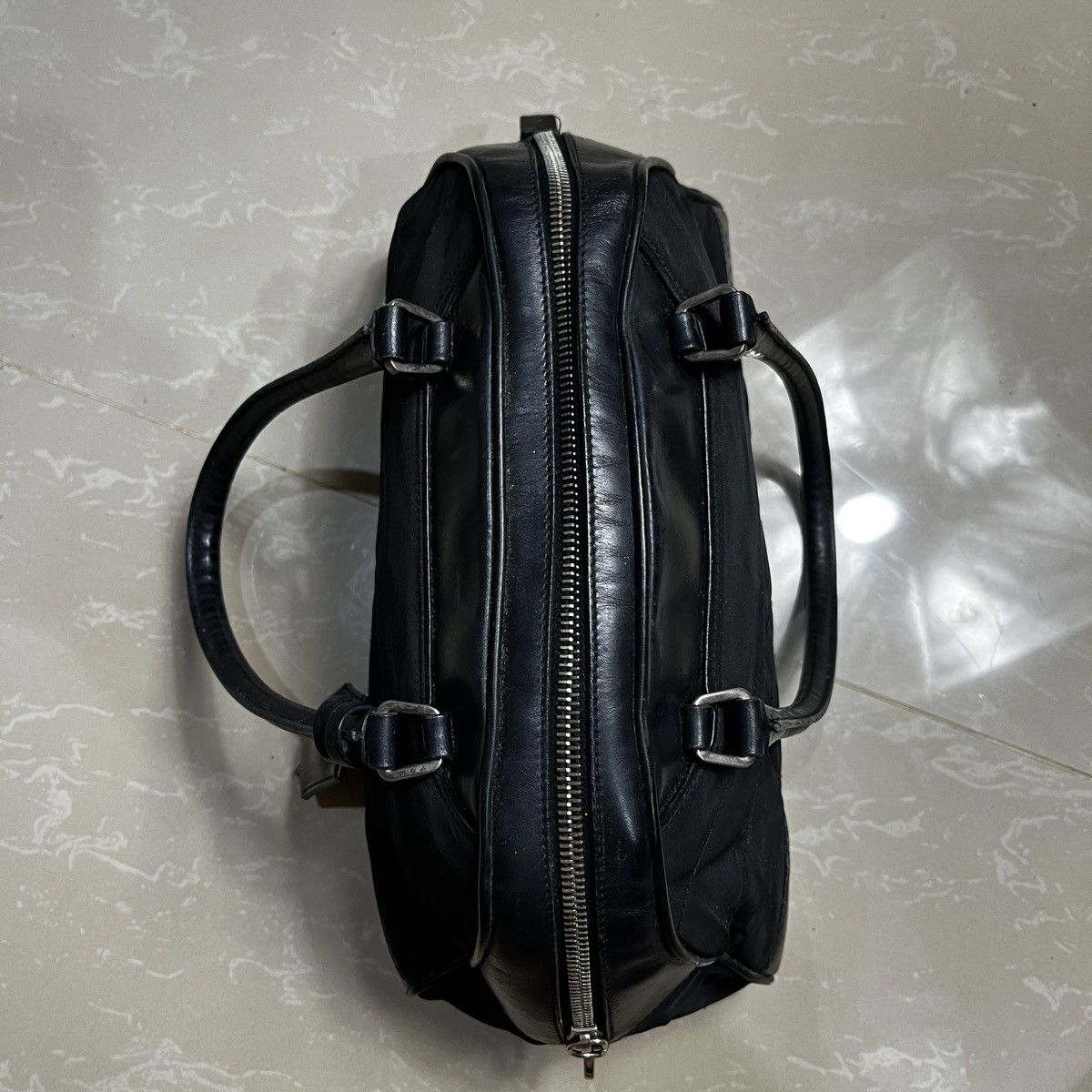 Prada Prada Black Vitello Trimmed Tessuto Bowling Bag Size ONE SIZE - 3 Thumbnail