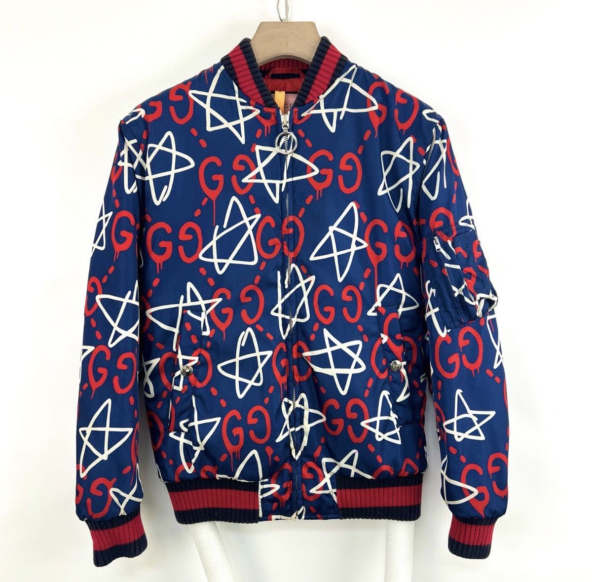 Gucci Gucci All-Over Logo Pentagram Graffiti Baseball Jacket K12 Size US XXS / EU 40 - 1 Thumbnail