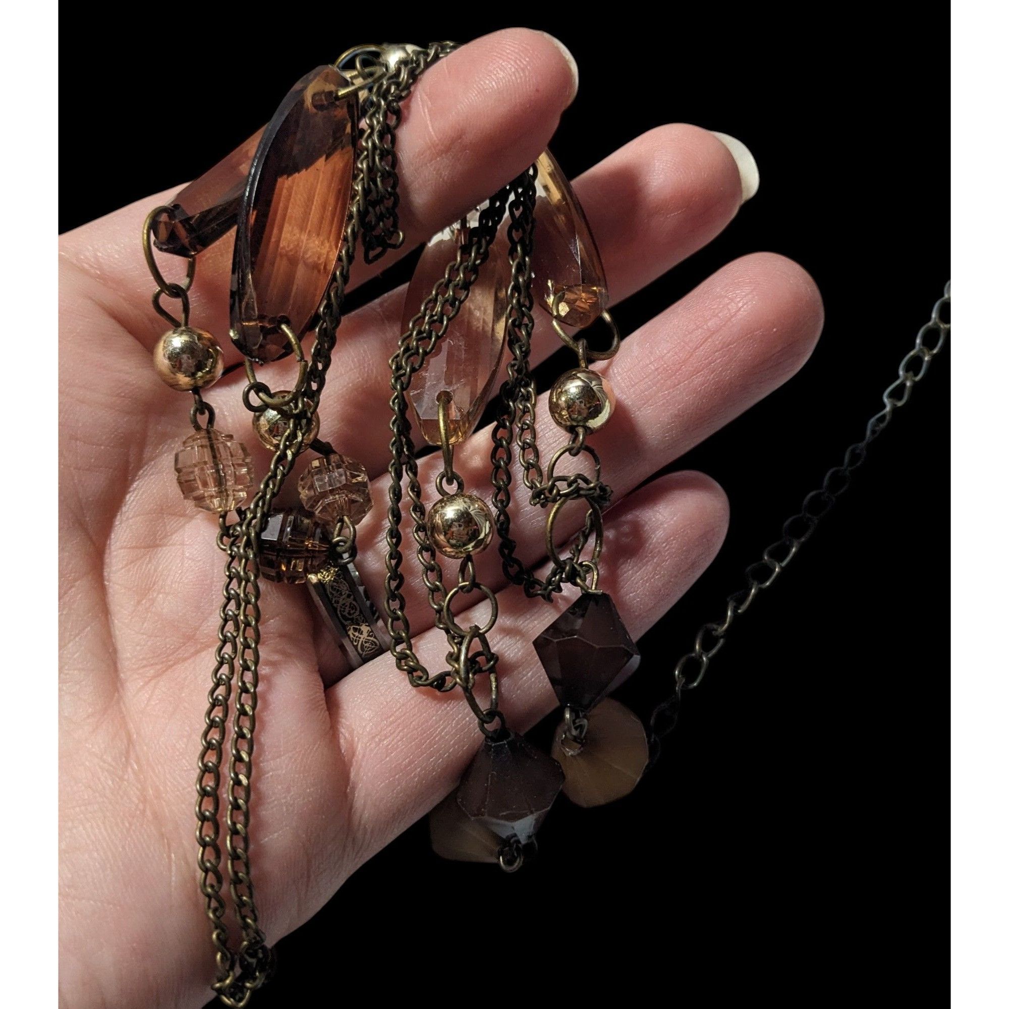 Other Retro Earth Tone Multilayer Gemmed Chain Necklace Size ONE SIZE - 6 Thumbnail