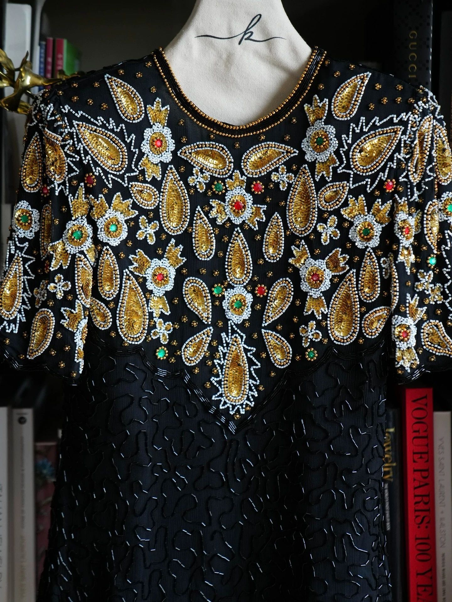 Vintage Vintage USA Beaded Silk Short Sleeve Blouse SM Size S / US 4 / IT 40 - 3 Thumbnail