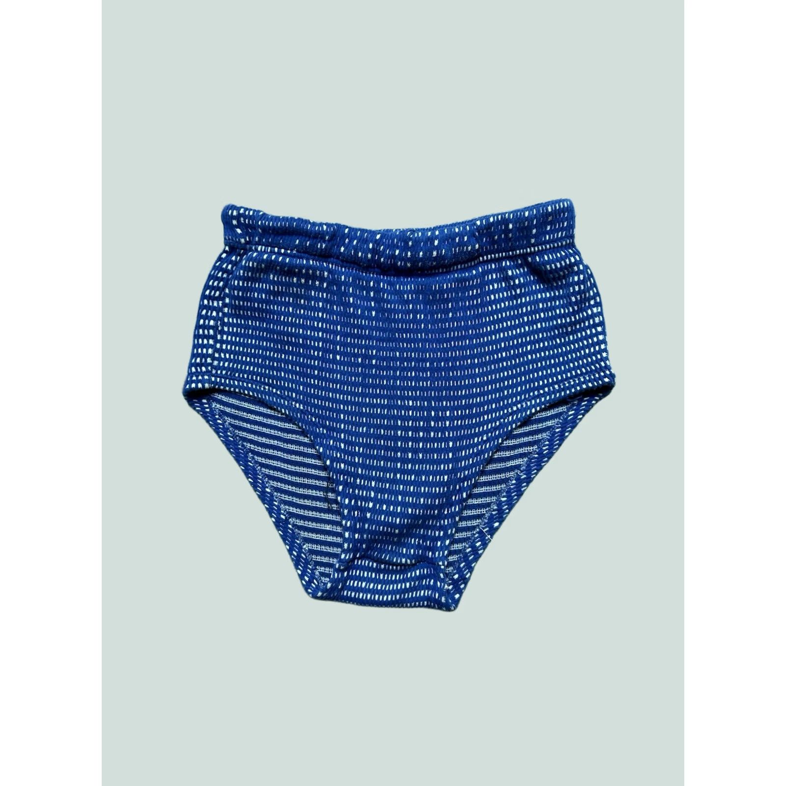 Vintage VINTAGE Brent Men's Swim Bottom Brief Trunks M High Waisted Blue White Cotton 1950s Boys? Size US 31 - 1 Thumbnail