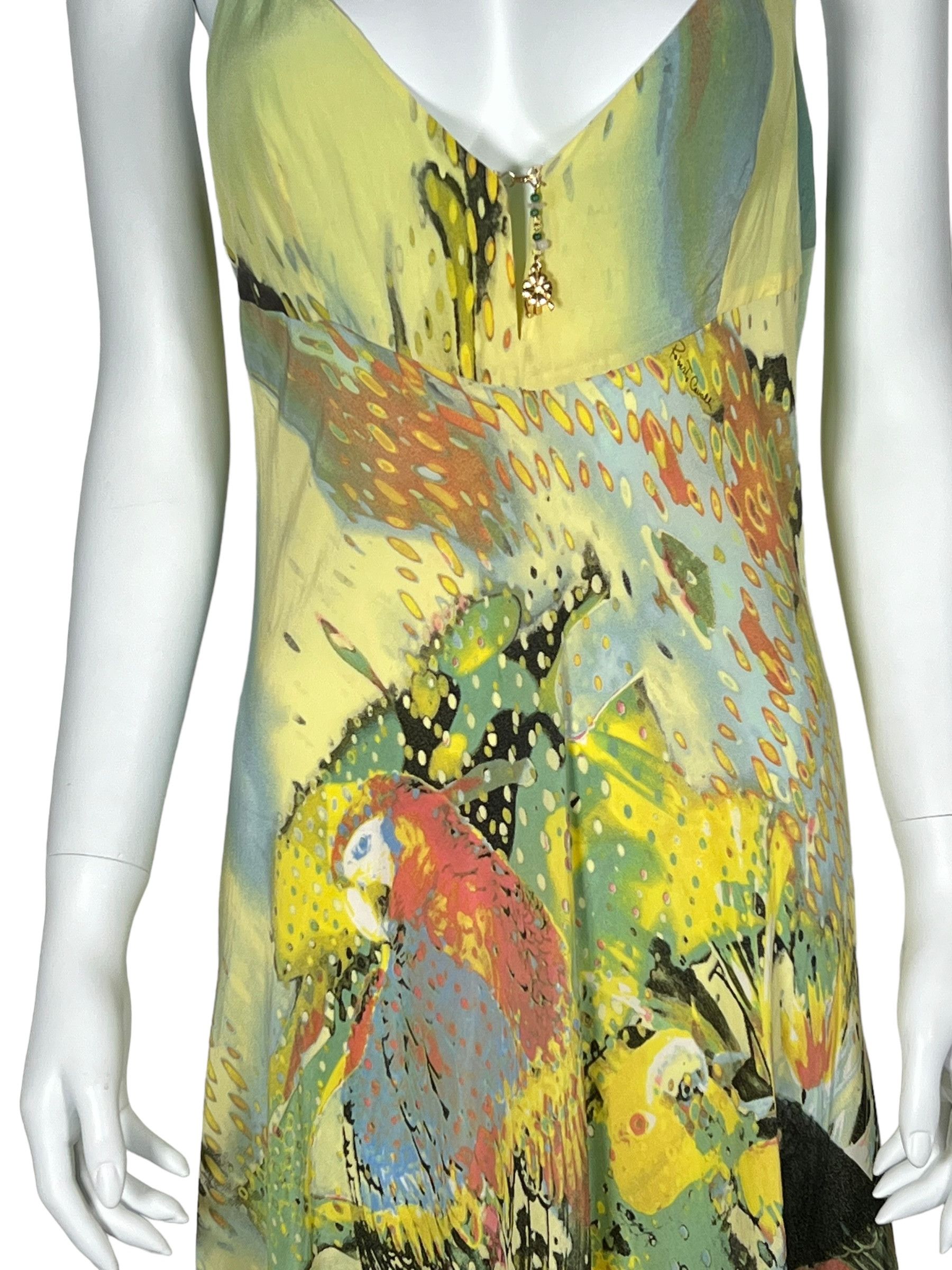 Roberto Cavalli Roberto Cavalli 1990s Parrot & Jungle Dress Size L / US 10 / IT 46 - 4 Thumbnail