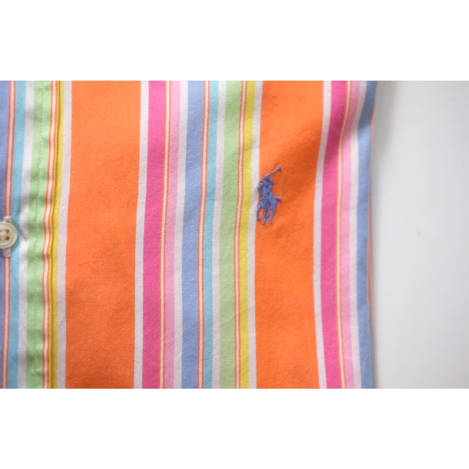 Ralph Lauren RALPH LAUREN CLASSIC FIT 100% COTTON STRIPE ORANGE BUTTON DOWN Y2K SHIRT SZ 16L Size US L / EU 52-54 / 3 - 5 Thumbnail