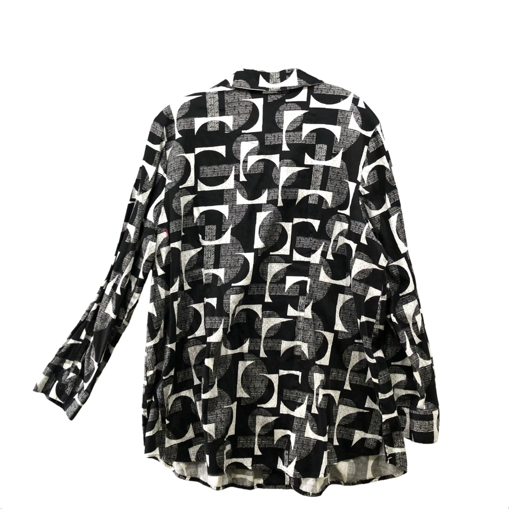 Vintage Chico's Printed Button Down Shirt Womens L Black Long Sleeve Relaxed Button-Up Casual Workwear Geometric Pattern Size L / US 10 / IT 46 - 2 Thumbnail