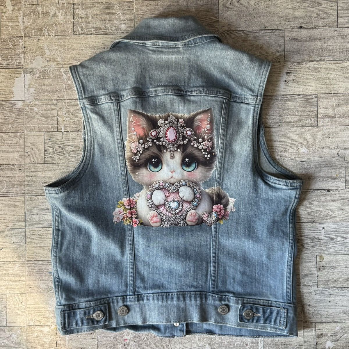 Levi's Retro, Levi’s Brand, Princess Kitty, Light-Wash Denim Vest Size S / US 4 / IT 40 - 2 Thumbnail