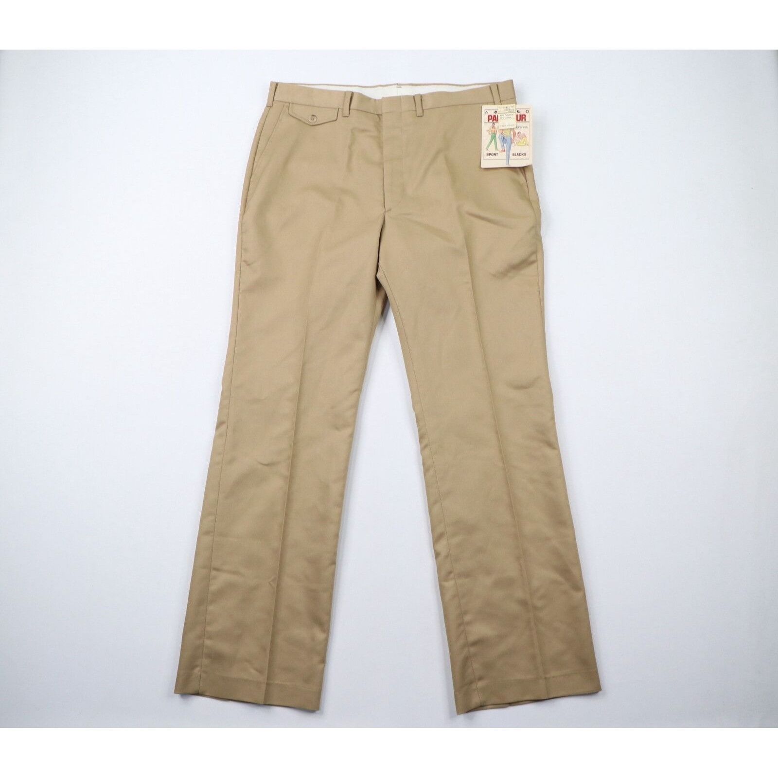 image of Nos Vintage 70's Flared Wide Leg Bell Bottoms Chino Pants in Brown, Men's (Size 36)