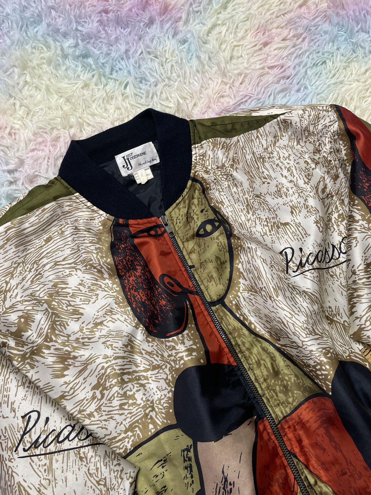 Vintage 💥Hearing offer💥Vintage Picasso Silk bomber satin jacket Size US L / EU 52-54 / 3 - 4 Thumbnail