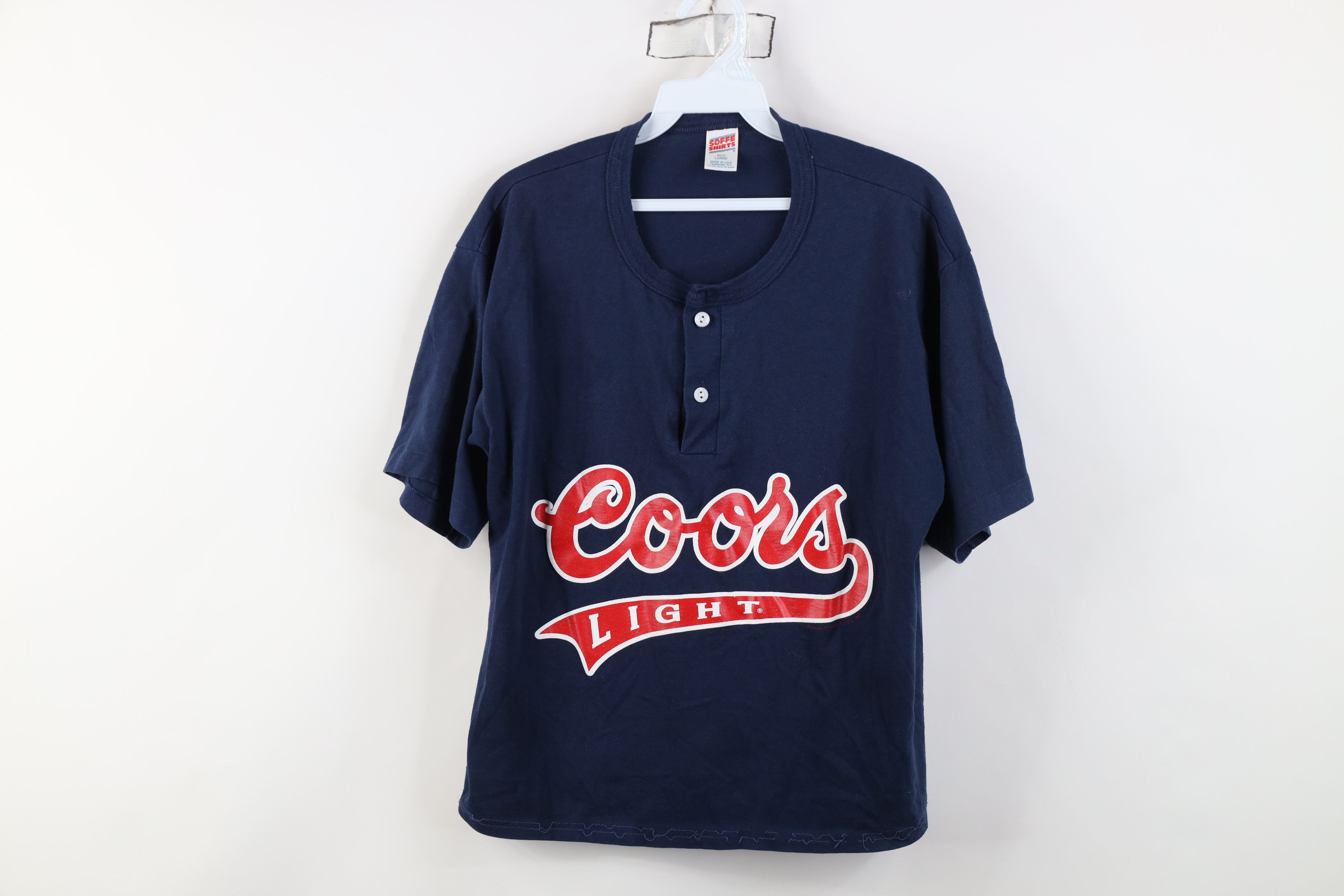 Vintage Vintage 90s Cropped Coors Light Beer Henley T-Shirt USA Size L / US 10 / IT 46 - 1 Thumbnail