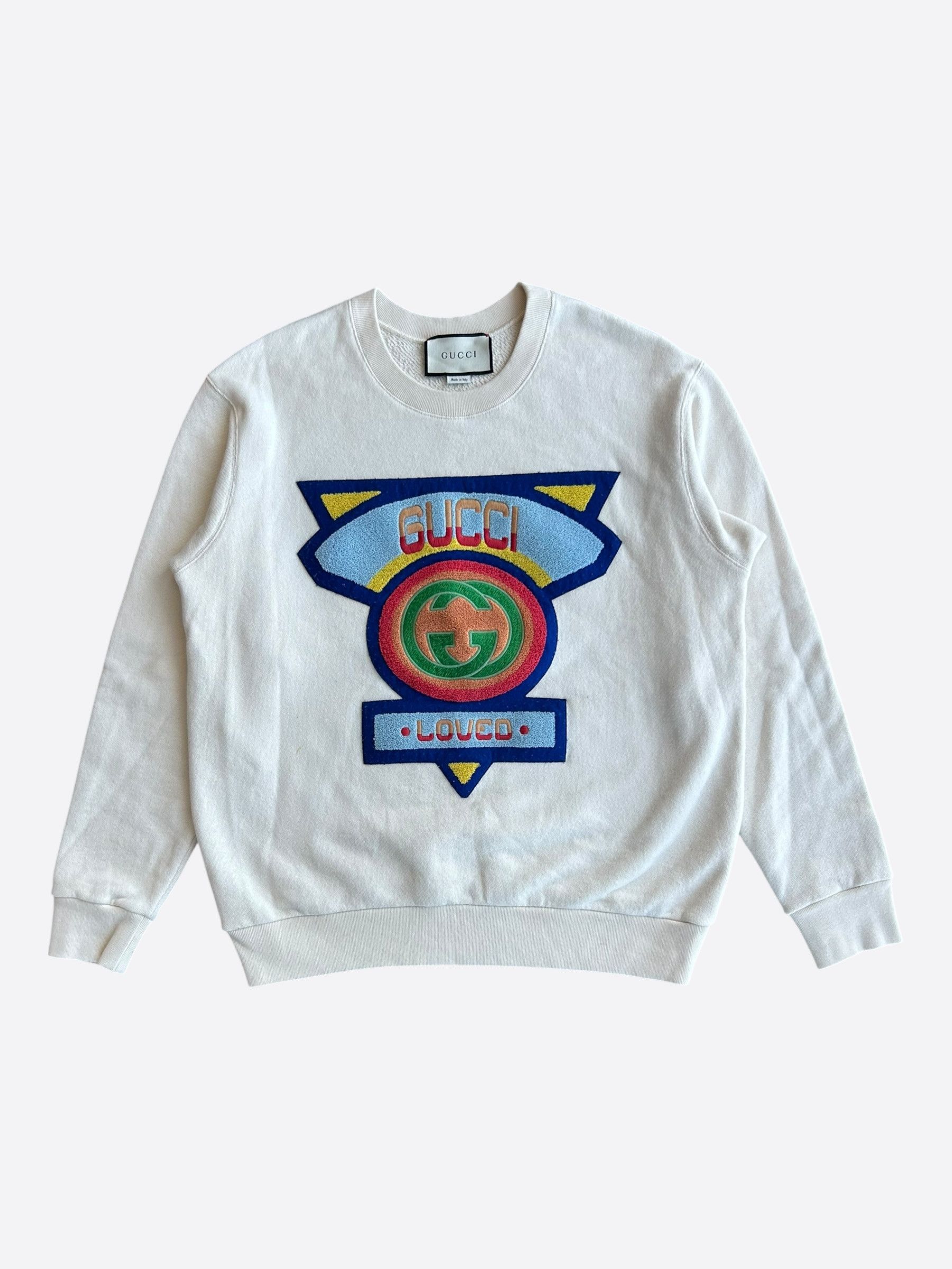 Gucci White & Multicolor Interlocking GG Varsity Logo Sweater Size US XS / EU 42 / 0 - 1 Thumbnail