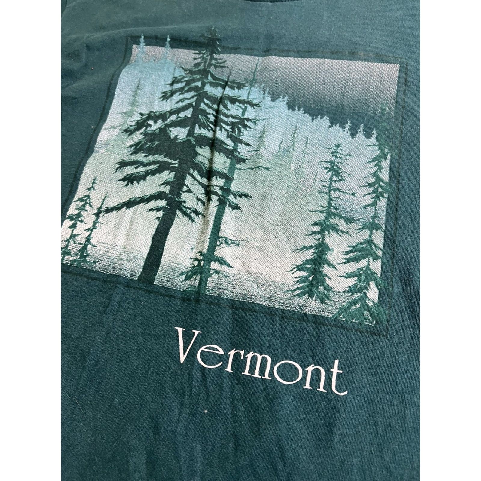 Vintage VINTAGE Eagle Vermont Nature T Shirt Medium Green Short Sleeve Trees Single Stitch Mens 90s USA Size US M / EU 48-50 / 2 - 6 Thumbnail