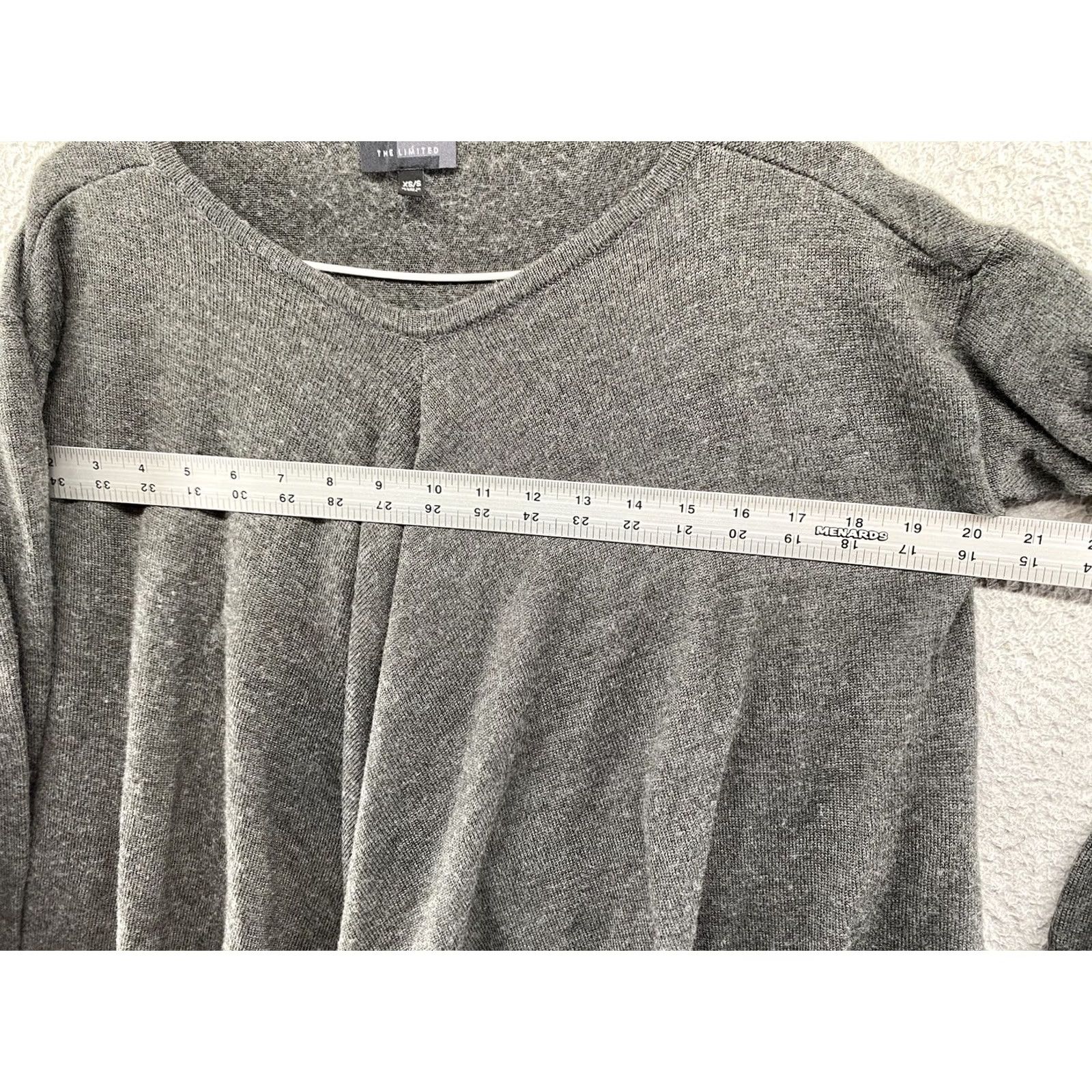 Vintage The Limited Sweater Dress Women's Gray Merino Wool Blend XS V-Neck Long Sleeve Knit Size XS / US 0-2 / IT 36-38 - 5 Thumbnail
